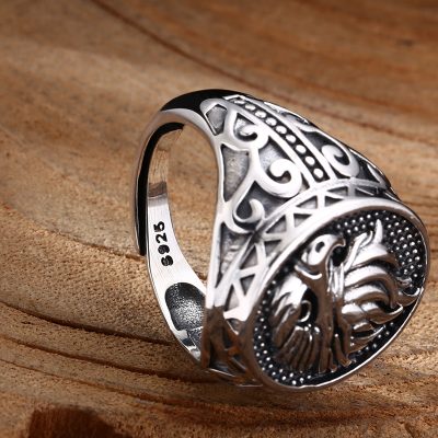 Sterling Silver Eagle Ring For Men, made of 925 sterling silver, handmade, weight about 10.8g