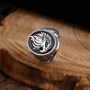 Sterling Silver Eagle Ring For Men, vintage craftsmanship