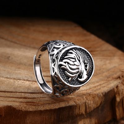 Sterling Silver Eagle Ring For Men, adjustable size open ring,