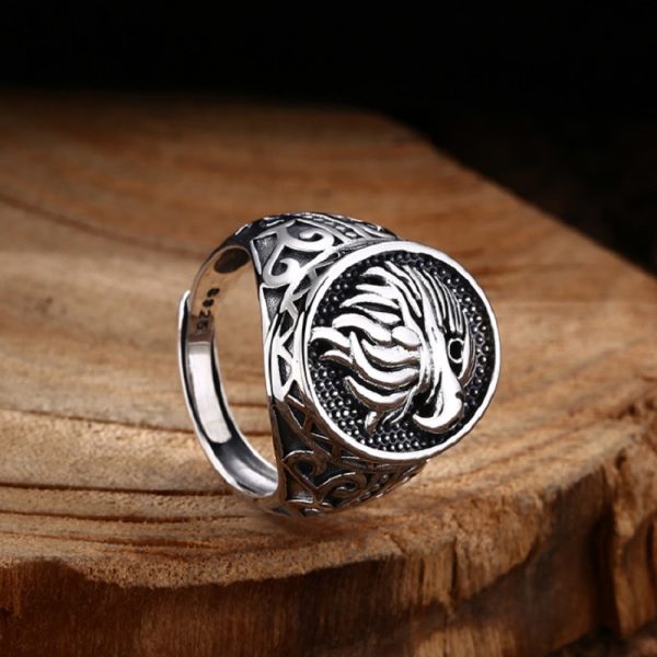 Sterling Silver Eagle Ring For Men, adjustable size open ring,