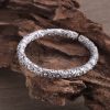 Mens Silver Bangle with Engraving Lucky Cloud, the entire surface of the bracelet is engraved with auspicious clouds.