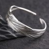 Feather Sterling Silver Bangles For Women, made of 999 sterling silver, weight about 34g, Feather shape design
