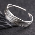 Vintage Feather Texture Sterling Silver Bangle