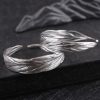 Feather shape Sterling Silver Bangle For Women, handmade adjustable size, open cuff bangle,