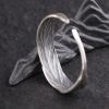Sterling Silver Feather Bangle For Women, surface wide about 15.2mm