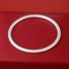 Frosted 4mm Solid sterling silver bangle for women, ancient frosting technology