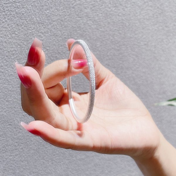 4mm Solid Sterling Silver Frosted Bangle For Women video thumbnail