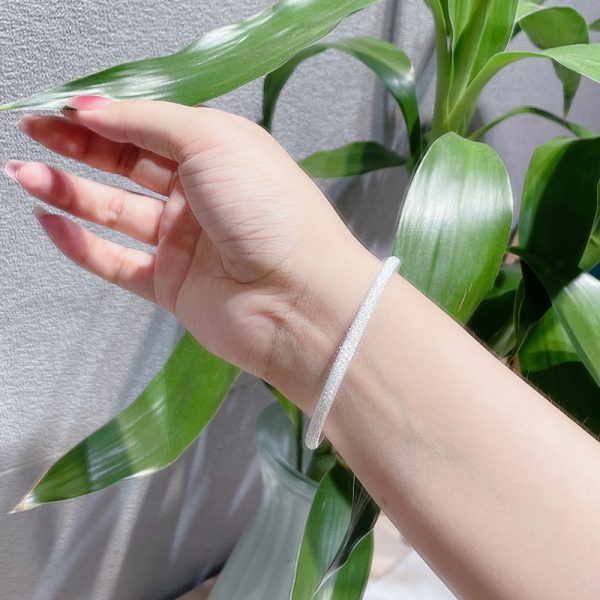 Frosted 4mm Solid sterling silver bangle for women,