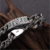 925 Silver Vintage Relief Auspicious Pattern Man Bracelet back view