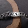925 Silver Vintage Relief Auspicious Pattern Man Bracelet