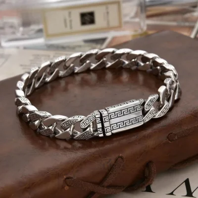 Customized Cuban Chain 925 Sterling silver bracelet for men, made of 925 sterling silver, three size available,