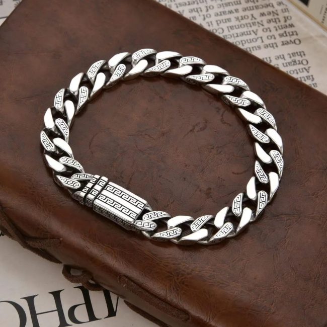 Customized Cuban Chain 925 Sterling Silver Bracelet for Men,