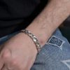 Customized Cuban Chain 925 Sterling Silver Bracelet for Men, men wear view