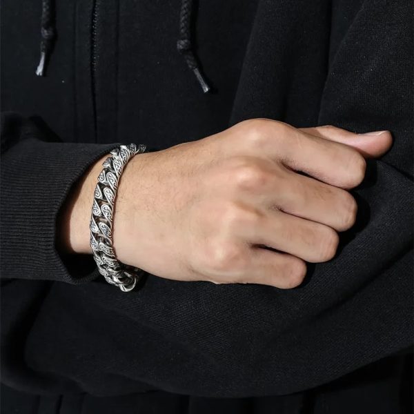 925 Sterling Silver Retro Hip Hop Motorcycle Bracelet For Men - Image 3