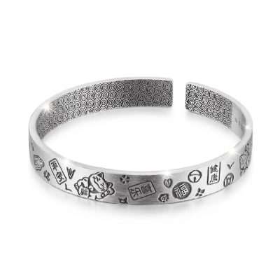 999 Pure Silver Lucky Charm Bangles For Women