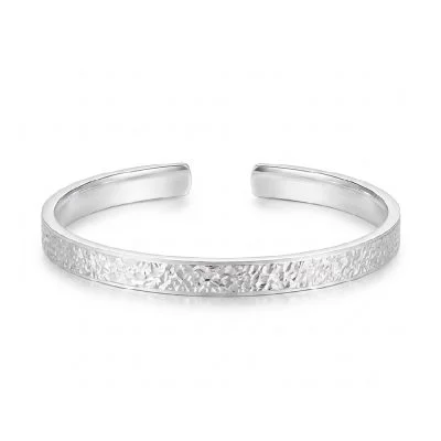 999 Pure Silver Open Shiny Bangle For Women
