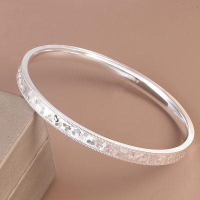 Closed Bling 999 Sterling Silver Bangles for women, high quality handmade of 999 sterling silver, width 6mm