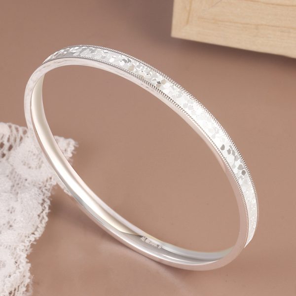 999 Sterling Silver Closed Bling Bangles Bracelet - Image 5
