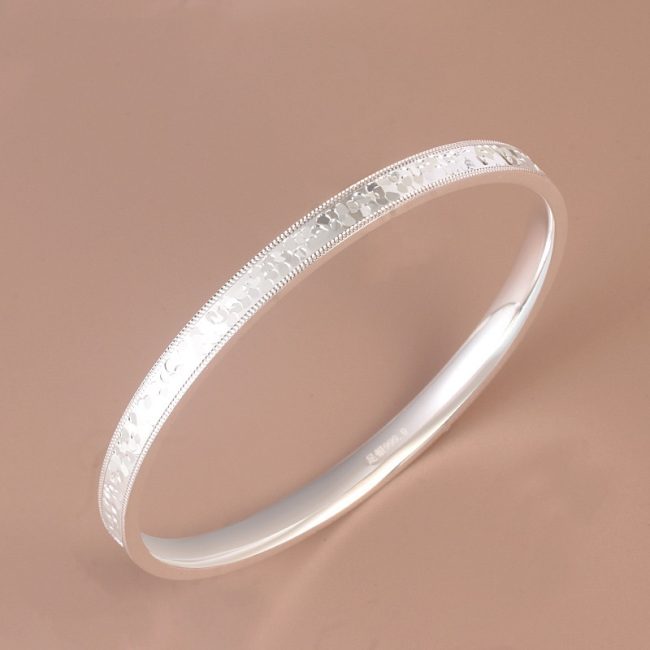 999 Sterling Silver Closed Bling Bangles Bracelet, weight about 23g
