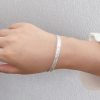 999 Sterling Silver Closed Bling Bangles Bracelet