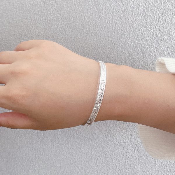 999 Sterling Silver Closed Bling Bangles Bracelet