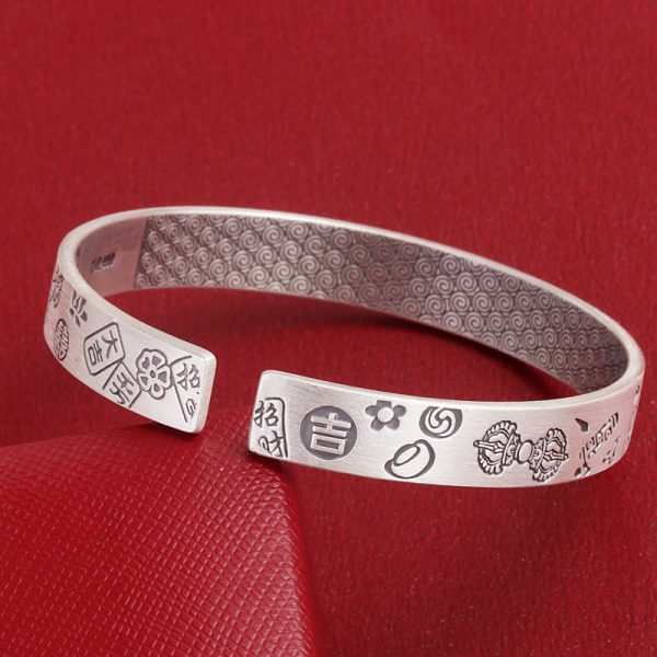 999 Sterling Silver Lucky Charm Bangles For Women back