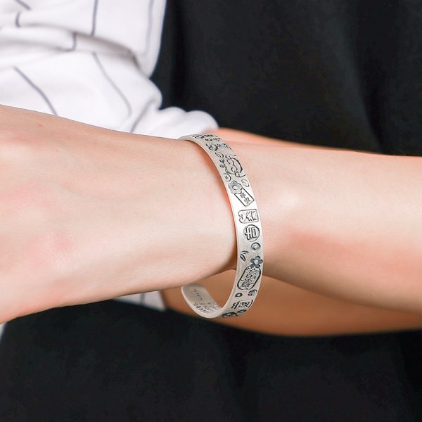 999 Sterling Silver Lucky Charm Bangles For Women video thumbnail