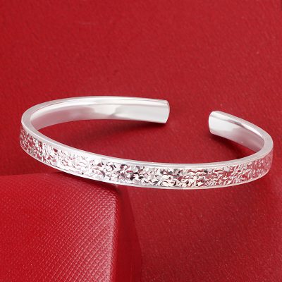 Open Shiny 999 Sterling Silver Bangles for Women, made of 999 pure silver, weight about 28g