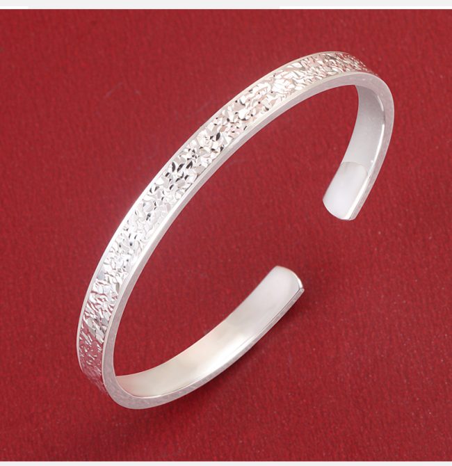999 Sterling Silver Open Shiny Bangle Bracelet