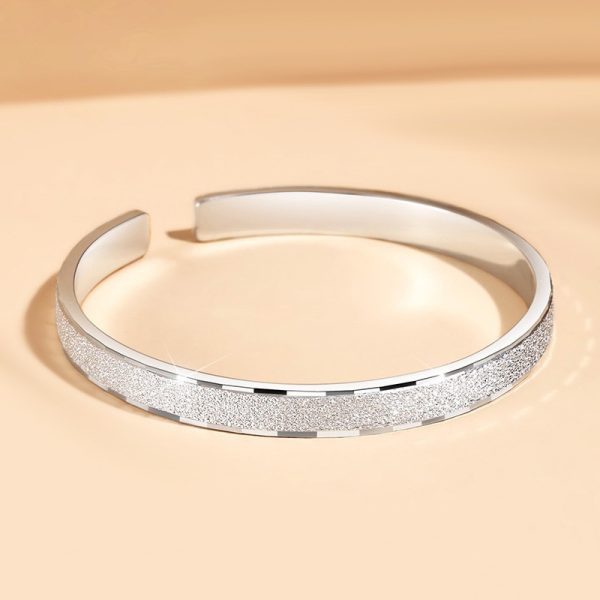Starry Sky Frosted 999 Sterling Silver Bangles For Women, handmade of 999 sterling silver
