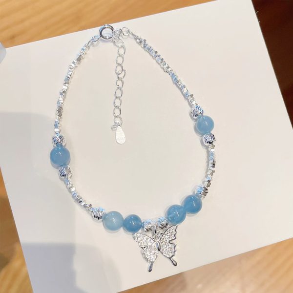 picture of Aquamarine Sterling Silver Butterfly Bracelet For Women