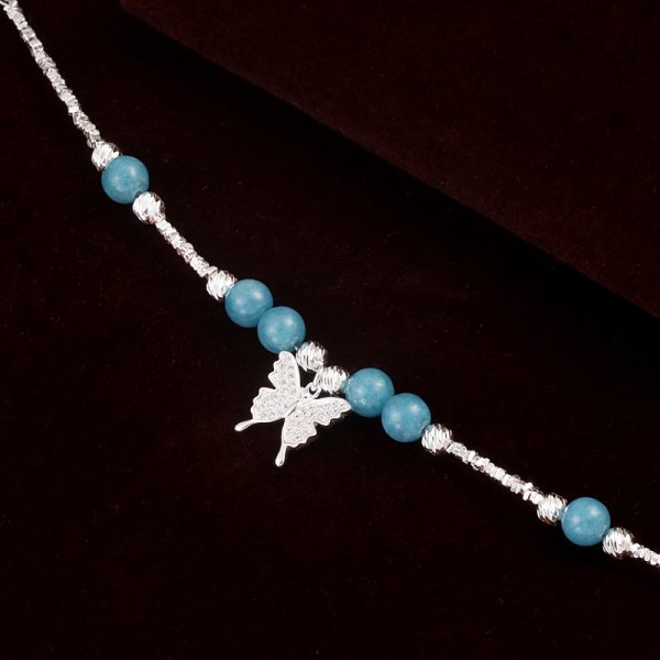 Aquamarine Sterling Silver Butterfly Bracelet For Women detail
