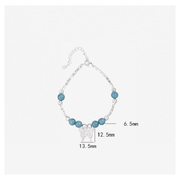 Aquamarine Sterling Silver Butterfly Bracelet For Women size
