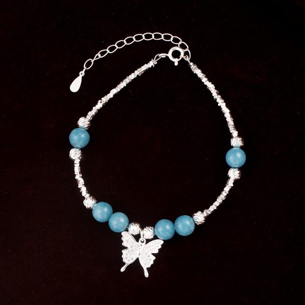 women sterling silver bracelet with aquamarine