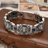 S925 Sterling Silver Arabic Style Blue Diamond Lion Bracelet For Men