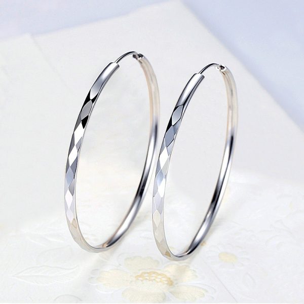 Fashion Simple Silver Hoop Earrings Large