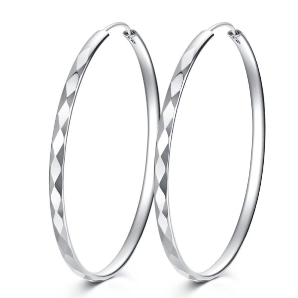 Fashion Simple Large Silver Hoop Earrings