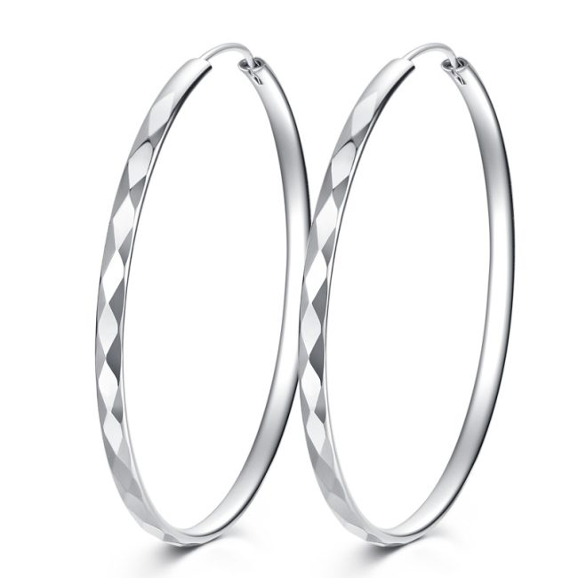 Fashion Simple Large Silver Hoop Earrings
