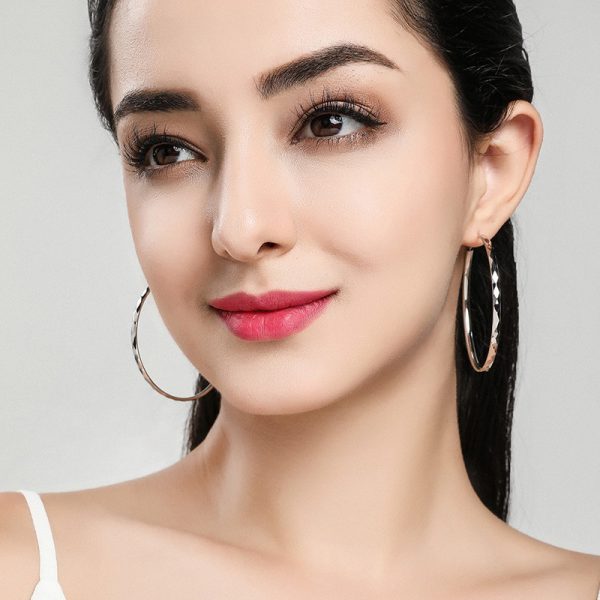 Fashion Simple Silver Hoop Earrings Large