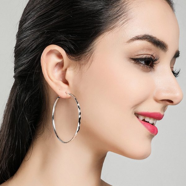 Fashion Simple Silver Hoop Earrings Large for women
