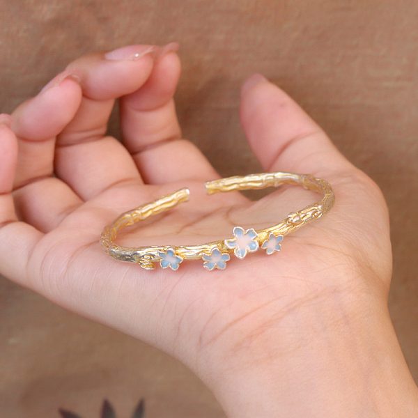 Good Hope ladies sterling silver bangles with Flower Branches