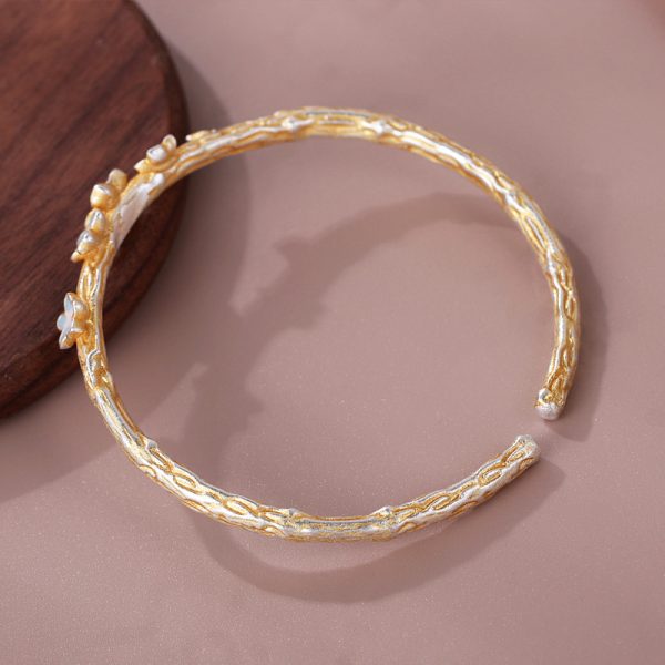 Good Hope ladies sterling silver bangles with Flower Branches