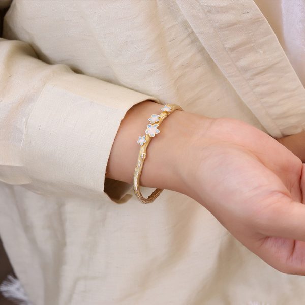 Good Hope Sterling Silver Flower Branches Bangle Bracelet - Image 3