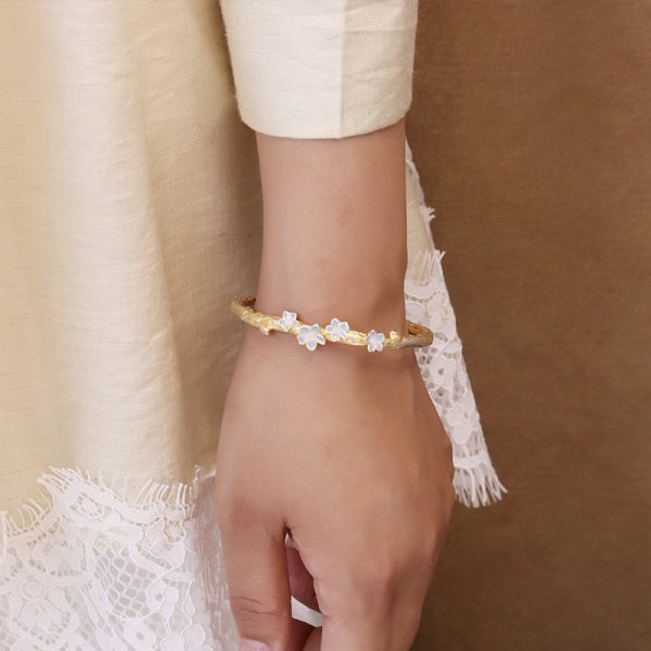 Good Hope Sterling Silver Flower Branches Bangle Bracelet