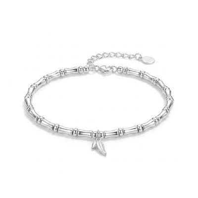 good luck silver bamboo bracelet for women
