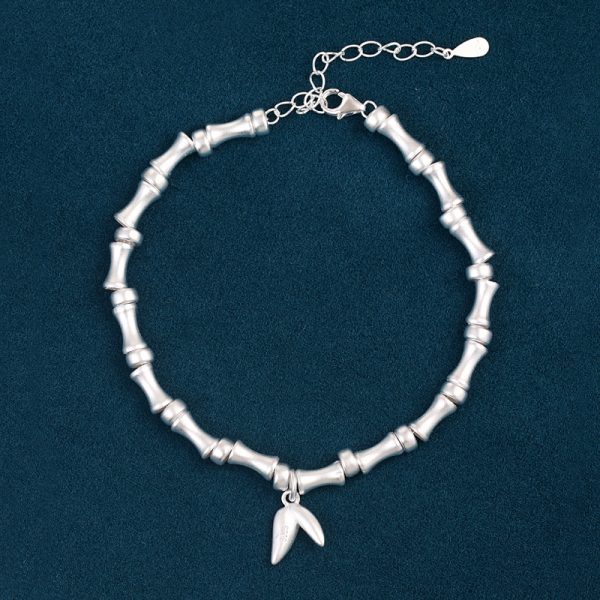Good Luck Sterling Silver Bamboo Bracelet For Women for silver color