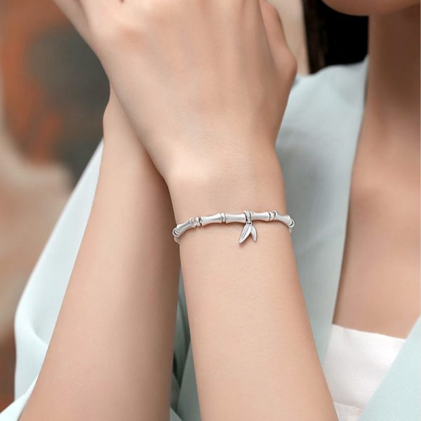 picture of Good Luck Sterling Silver Bamboo Bracelet For Women