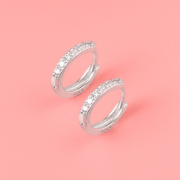 Half Eternity Moissanite Sterling Silver Hoop Earrings