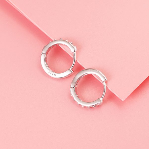 Half Eternity Moissanite Sterling Silver Hoop Earrings women