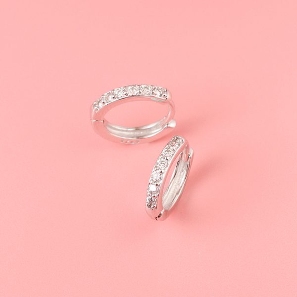 Half Eternity Moissanite Sterling Silver Hoop Earrings women